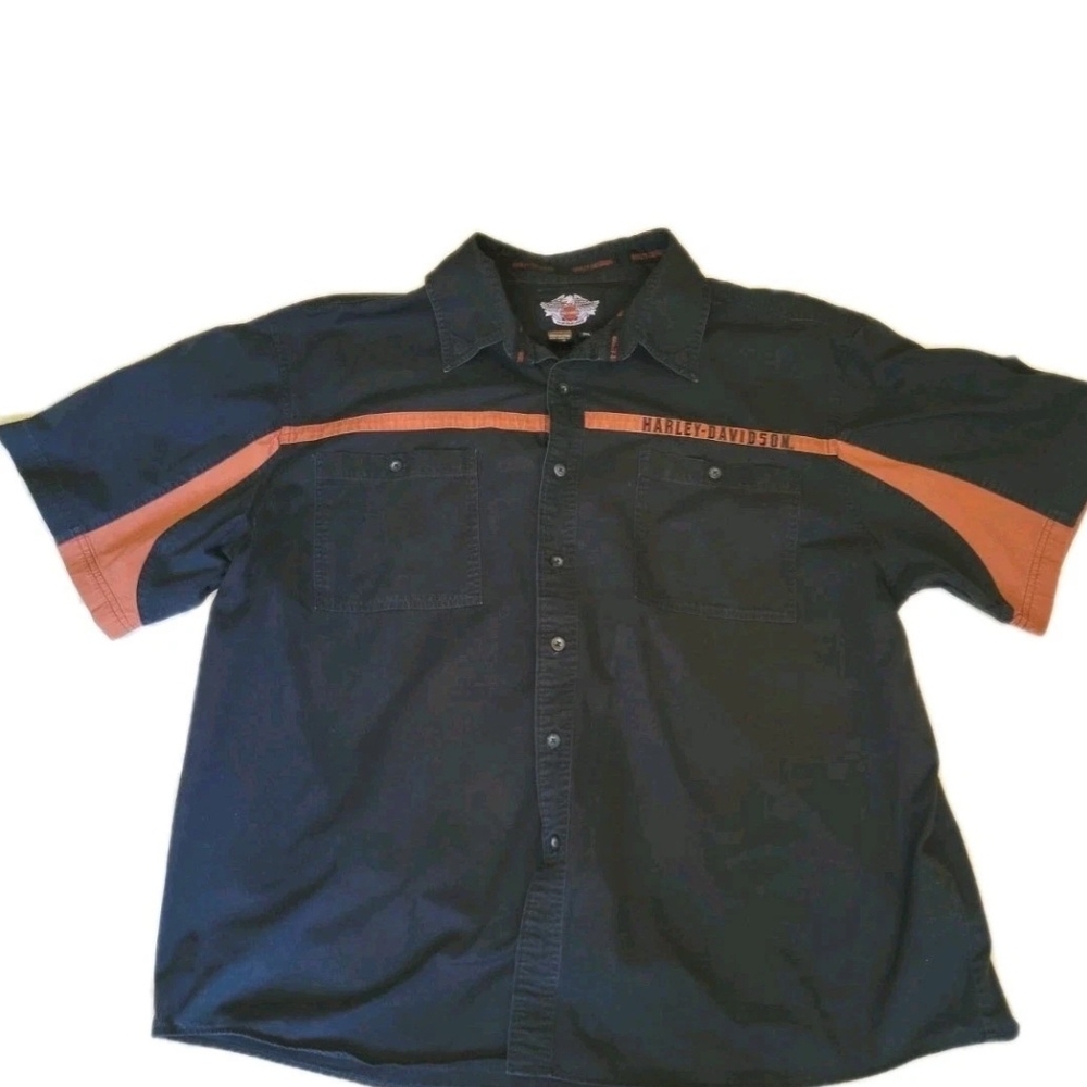 Harley-Davidson Black and Orange Men's Shirt